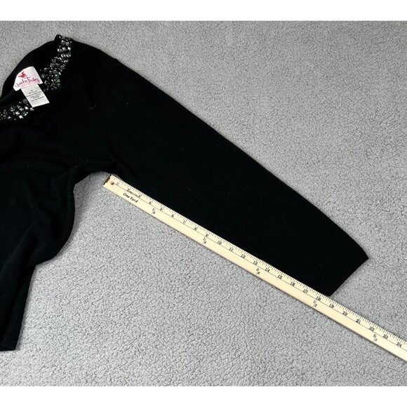 Quacker Factory Women XL Black Rhinestone Long Sleeve Special Occasion Sweater - Picture 9 of 12